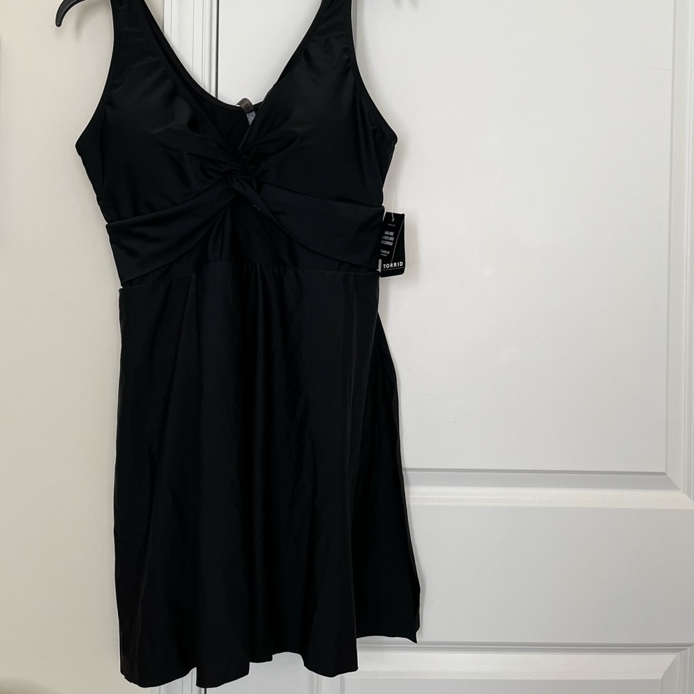 Wireless Short Asymmetrical Swim Dress With Brief